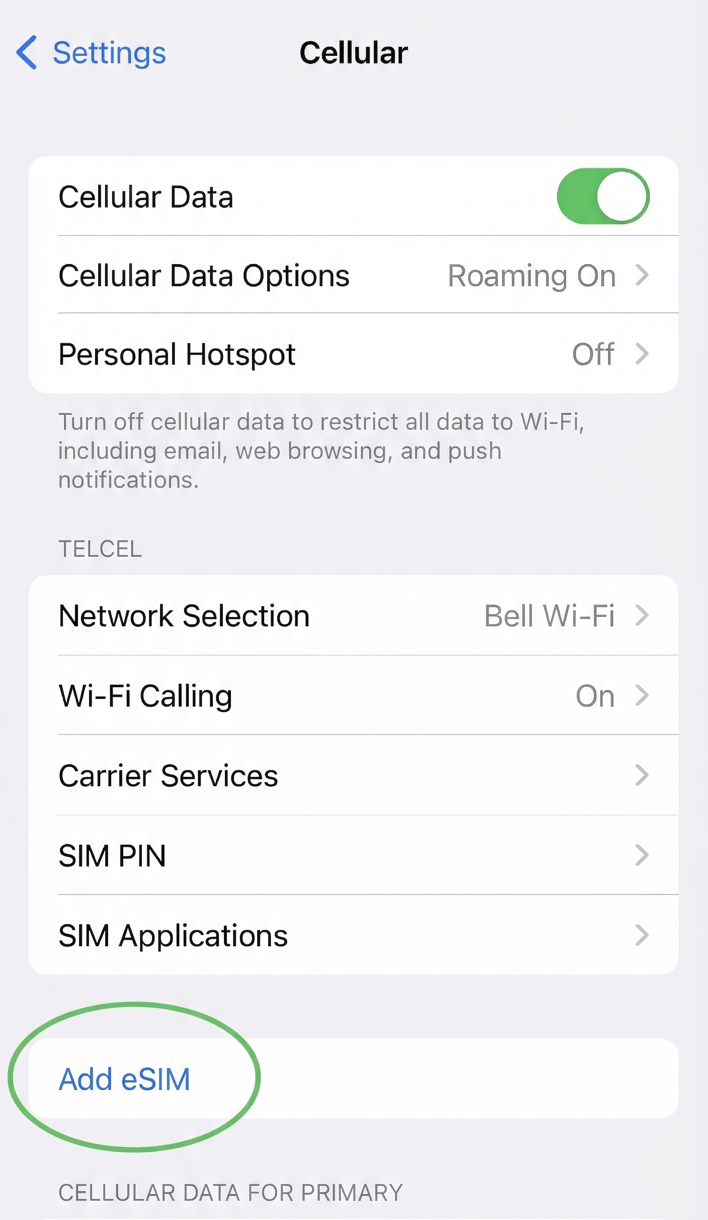Ajouter forfait cellulaire