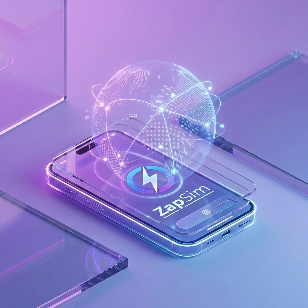 ZapSim smartphone with a holographic globe